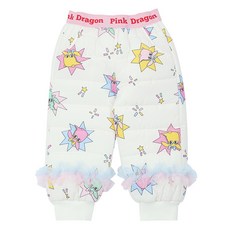 Pink Dragon 童款可愛恐龍圖案保暖鋪棉長褲