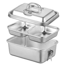 YOUNGGREEN 手提式304不鏽鋼雙層便當盒, 銀色, 1個