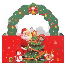 黑樹聖誕包裝方形手提盒, 紅色, 5個