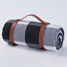 Royhome特大號加厚防水格紋野餐墊, 大格黑