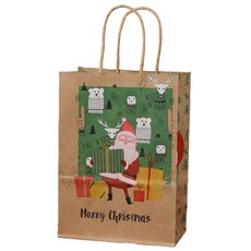 블랙트리 크리스마스 패턴 종이 쇼핑백, 산타C, 10개