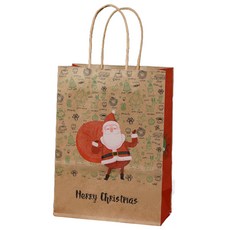 블랙트리 크리스마스 패턴 종이 쇼핑백, 산타D, 10개