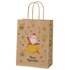 블랙트리 크리스마스 패턴 종이 쇼핑백, 산타B, 10개