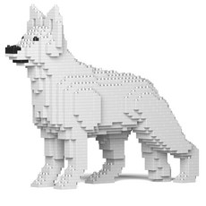 德國牧羊犬狗狗積木 M 大型, 白色, 1個