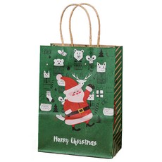 블랙트리 크리스마스 포인트 종이 쇼핑백, 그린B, 10개