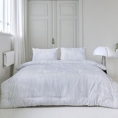 픽켄드 국내 제조 옥수수솜 클래식 스트라이프 차렵이불 침구세트