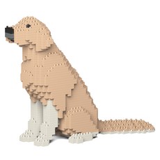 坐姿黃金獵犬狗狗積木 大型 M, 1個, 黃 + 白