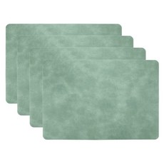 제이퀸스 가죽 무늬 방수 테이블 매트, 그린아이보리, 4개, 30 x 44.5 cm