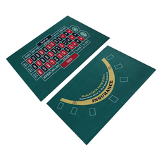 雙面21點輪盤撲克牌圖案桌布遊戲墊, 1個, 混色