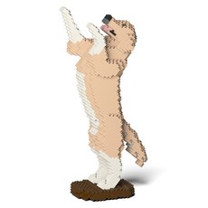 抬起前腳的黃金獵犬狗狗積木 大型 M, 1個, 黃 + 白