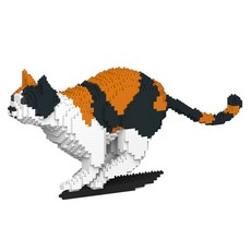 奔跑的三色貓積木 大型 M, 混合顏色