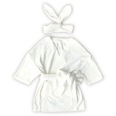 嬰幼兒柔軟竹纖維泡泡毛巾浴袍3件組 XS, 白色, 1個
