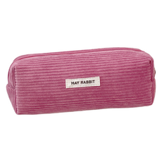 HEYJOY 簡約燈芯絨袋型鉛筆盒, 粉紅色, 1個