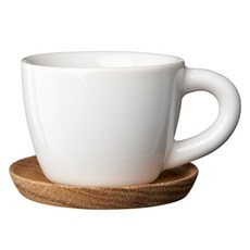 로스트란드 호가나스 에스프레소 컵 100ml + 소서 세트, 화이트 그로시(컵), 오크(소서), 1세트