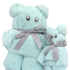 禮品用小熊浴巾沙灘巾 大+小套組, 1套, 薄荷綠
