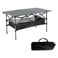 하이퍼플래닛 아웃도어 접이식 캠핑 테이블 + 보관가방 + 그물망 세트 기본형, 블랙