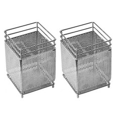 MMMII 基本款不鏽鋼方形瀝水餐具筒 FM168, 單一顏色, 2個