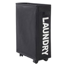 히키스 접이식 이동식 슬림 빨래 바구니, BLACK