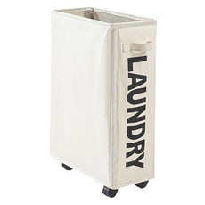 히키스 접이식 이동식 틈새 바구니 세탁 빨래통, IVORY