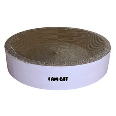 I AM CAT 貓咪滾滾圓形貓抓板, 白色, 1個