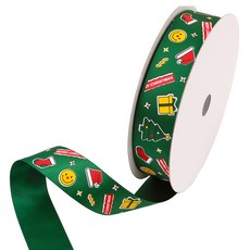 Pojangnet 聖誕緞帶 S SM-GN25225, 紅色+黃色+綠色+白色, 22.5m, 1個