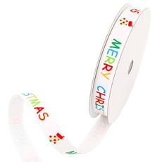 Pojangnet 聖誕緞帶 S CM-WH16225, 白色+紅色+彩虹, 22.5m, 1個