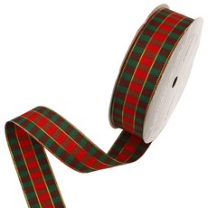 包裝網 聖誕緞帶 GC-RD25135, 紅色+綠色+紫色+金線, 1個, 13.5m