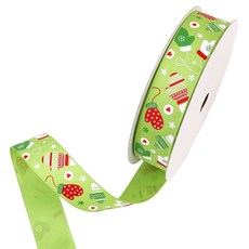 包裝網 聖誕緞帶 G HJ-GN25225, 紅色+淺綠色+綠色+白色, 22.5m, 1個