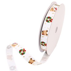 Pojangnet 聖誕緞帶 G MB-WH16225, 白色+米色+綠色+紅色+金色, 22.5m, 1個