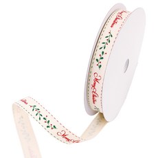 Pojangnet 聖誕緞帶 C HC-NA16225, 22.5m, 1個, 象牙白+綠色+紅色+米色+牛皮紙色