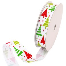 Pojangnet 聖誕緞帶 G BT-WH25225, 白色+淺綠色+綠色+紅色, 22.5m, 1個