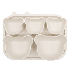 JOONIE 幼兒用小熊Eco Gen副食品餐具盤 5件+托盤組, 1套, 象牙白