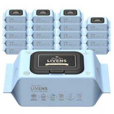 리벤스 유아용 시그니처 블루 도톰한 엠보싱 물티슈 캡형, 20세트, 70매, 75g