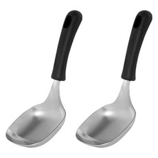 이지실리 方形不鏽鋼料理勺 服務匙, 黑色, 2個