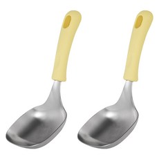 이지실리 方形不鏽鋼料理勺 服務匙, 黃色, 2個