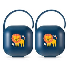 DMIND 便攜式奶嘴衛生收納盒, 2個, 海軍藍獅子