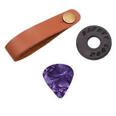 Toppia 簡約吉他琴頸帶 防滑橡膠套組 棕色背帶 彈片隨機出貨, 1套