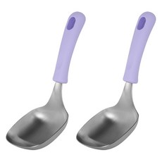 이지실리 方形不鏽鋼料理勺 服務匙, 紫色, 2個