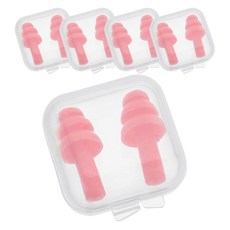 BLACKJOIN 矽膠游泳戲水睡眠防噪音多用途耳塞, 5個, 粉紅色