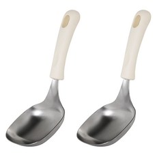 이지실리 方形不鏽鋼料理勺 服務匙, 白色, 2個