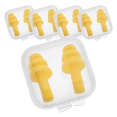 BLACKJOIN 矽膠游泳戲水睡眠防噪音多用途耳塞, 5個, 黃色