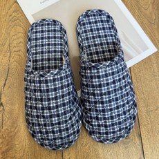소니오 포근한 체크 경량 실내화, 05 네이비, 1개