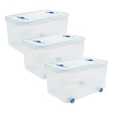 플라팜 국내 제조 탱크 밀폐 리빙박스 50L, 투명, 3개