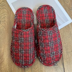 소니오 포근한 체크 경량 실내화, 03 레드, 1개