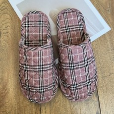 소니오 포근한 체크 경량 실내화, 01 핑크, 1개