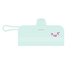 웨이브스튜디오 FACE EMOJI 미니 도킹형 10W 보조배터리 5000mAh 도킹C타입 / 케이블8핀, 민트 48 큐트, TRPB-R5-CHL