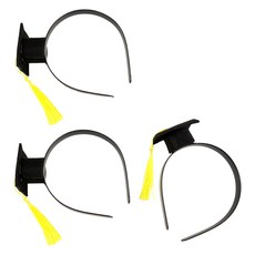 PARTYSHOW 迷你學士帽裝飾髮箍, 黃色, 3個