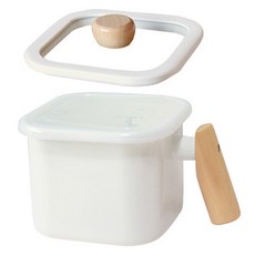 Lime Olive 電磁爐用方形木柄琺瑯鍋 2.2L + 大玻璃蓋組合, 1套, 16.5cm, 混色