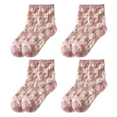 소니오 여성용 핑크 패턴 패션 양말 4족 세트