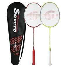 Severo Fonte 80 Power全碳羽球拍 2支組, 紅色、石灰, 1組
